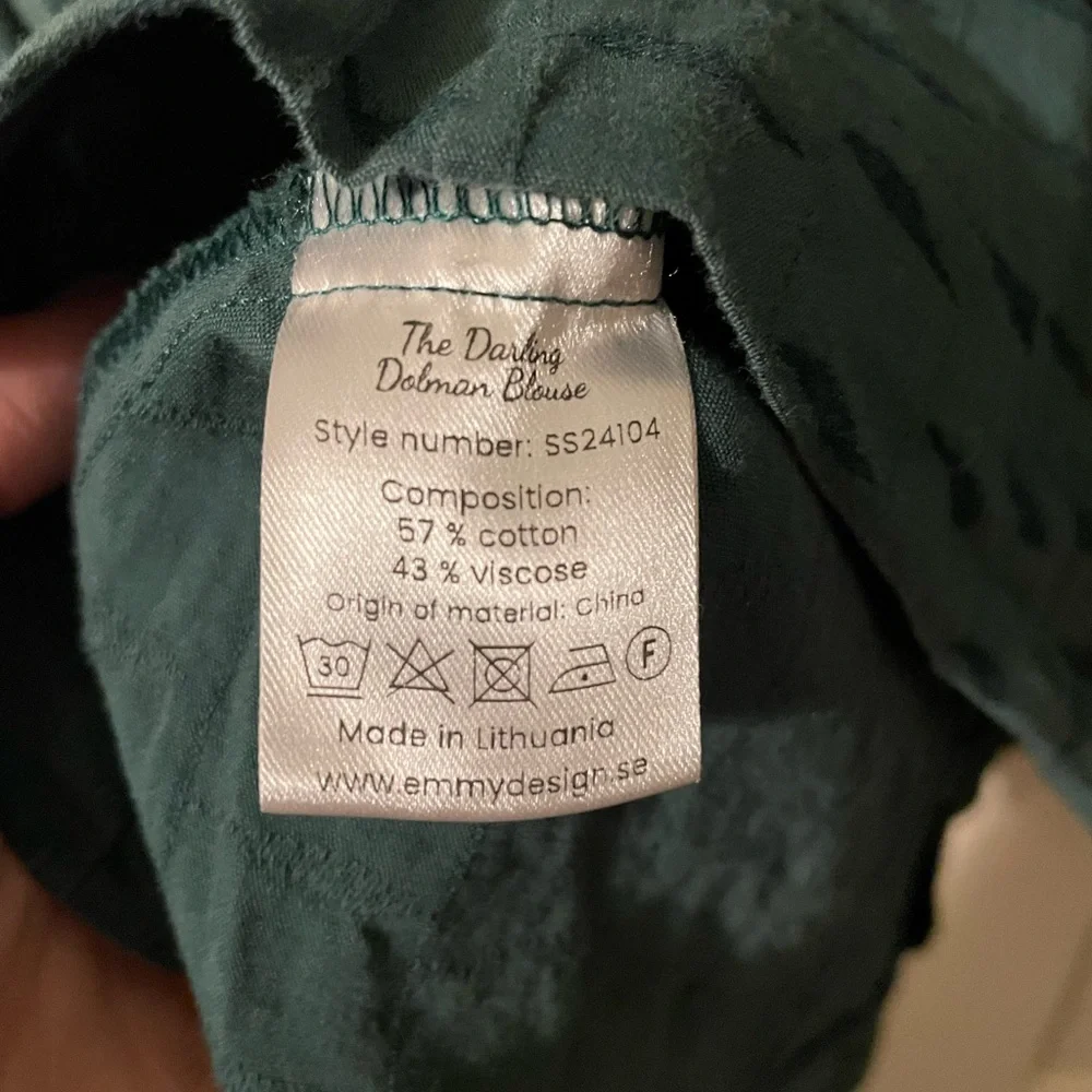 Emmy Design Size 42 Darling Dolma Blouse Green Feather - Picture 5 of 8